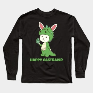 Happy Eastrawr T Rex Dinosaur Shirt Cute Easter Bunny Pajama T-Shirt Long Sleeve T-Shirt